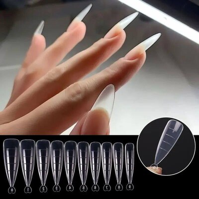 100Pcs/box Full ver Sculpted Nail Tips Fake Finger Nails Ext