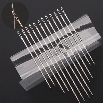 12Pcs Blind Needle Elderly Needle-side Hole Hand Household S