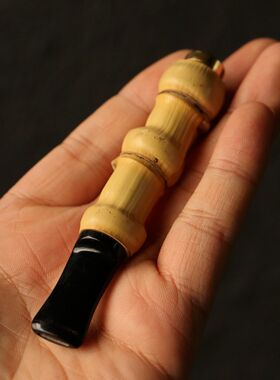 精品纯手工制作天然罗汉竹烟嘴香过滤器竹制咬嘴烟具把玩烟斗烟杆