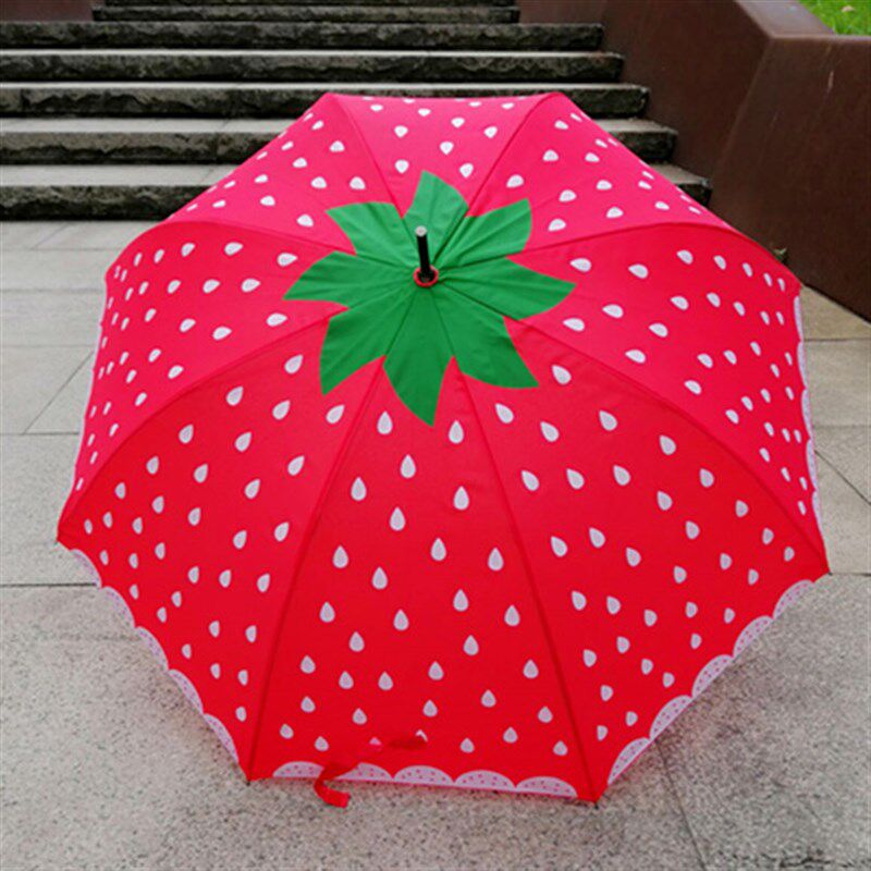 创意小清新可爱草莓伞个性公主拱形晴雨两用自动大红长柄伞