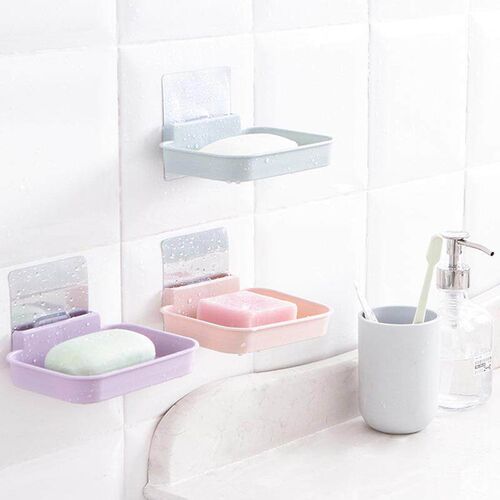 Traceless Adhesive Bathroom Wall-Mounted Soap Box, Water-Dra