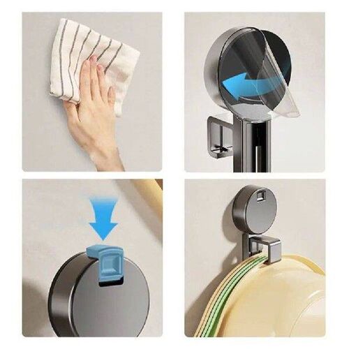 2Pcs Plastic Suction Cup Basin Hook Wall Mounted Punch-Free