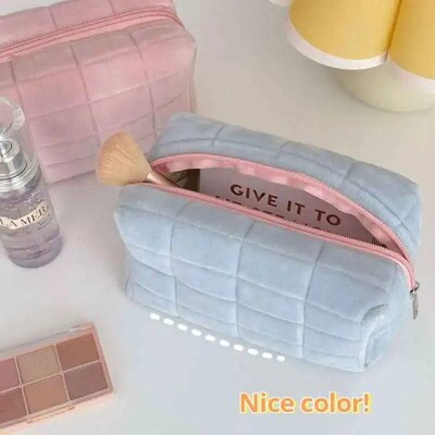 1pc Pink/White/Blue Pillow Deign Cometic Bag Pencil Cae Pen