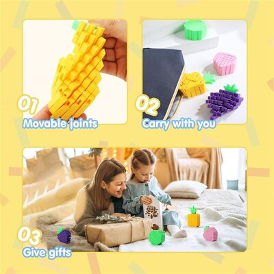 4 Pcs 3D Printed Fidget Fruit Toys Desk Fidget Worm Toy解压