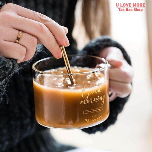 400ml Alphabet Cartoon Heart Pattern Mug Creative Glass Hand