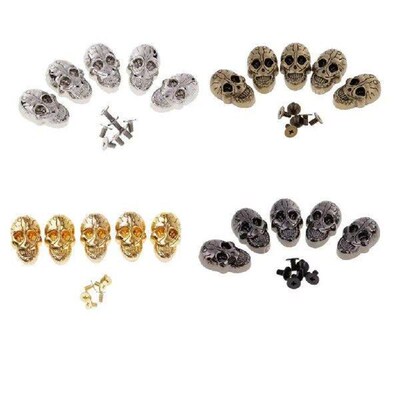 21x15mm Metal SKULL Spikes Studs Leather Bag Shoes DIY 5 Set