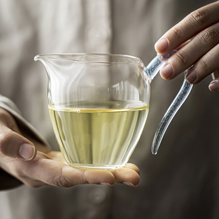 领艺高端玻璃公道杯功夫茶具配件可电陶炉蜡烛加热茶海分茶器匀杯