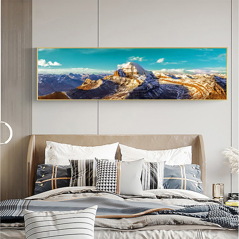 冈仁波齐挂画梅里雪山书房卧室床头装饰画卧室西藏风景壁画挂画