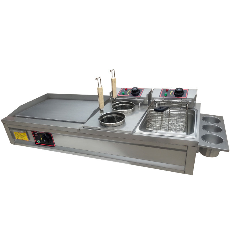 电热扒炉炸炉一体机商用多功能手抓饼机器油炸锅组合机器关东煮锅