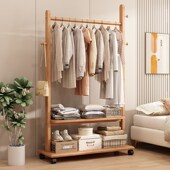 挂衣架落地卧室简易置衣架子可移动室内家用挂衣服民宿实木衣帽架