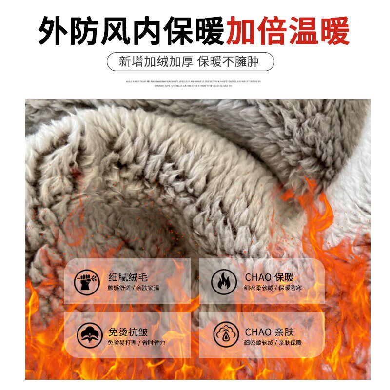 黑色加绒阔腿裤女秋冬高腰垂感直筒雪尼尔羊羔绒北方加厚保暖棉裤