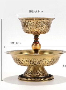 慧宝新升级做旧黄铜护法杯B款304不锈钢内胆杯加铜双层供杯供碗