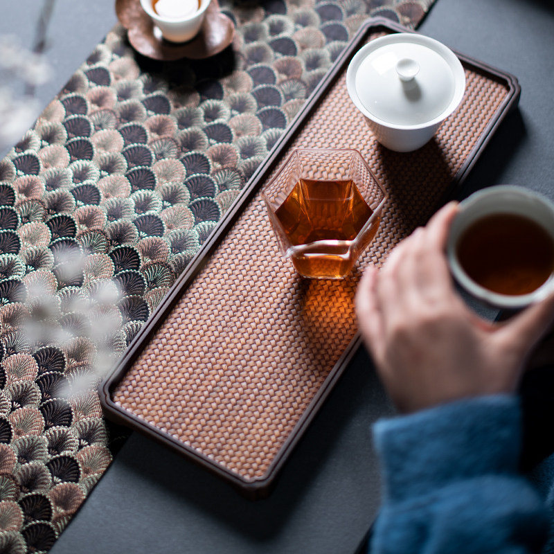 中式重竹茶盘平板家用简约干泡盘杯架杯垫竹木托盘长方形壶承茶海