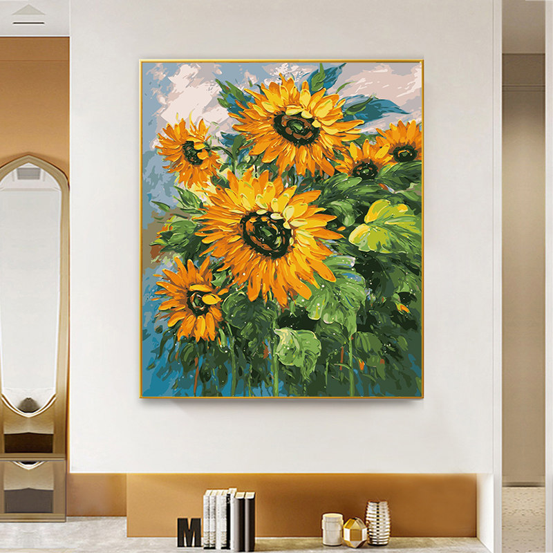 数字油画diy手绘手工填色填充肌理油画画diy减压治愈油彩画装饰画