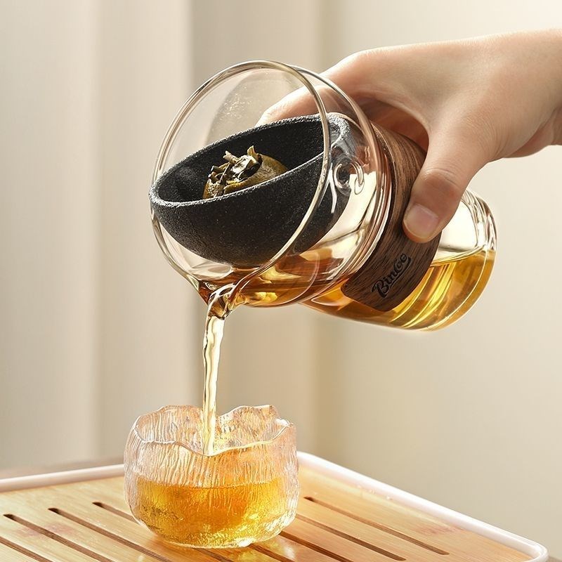 新款无孔茶漏茶滤创意滤茶器玻璃一体公道杯旋转隔茶分茶过滤组合