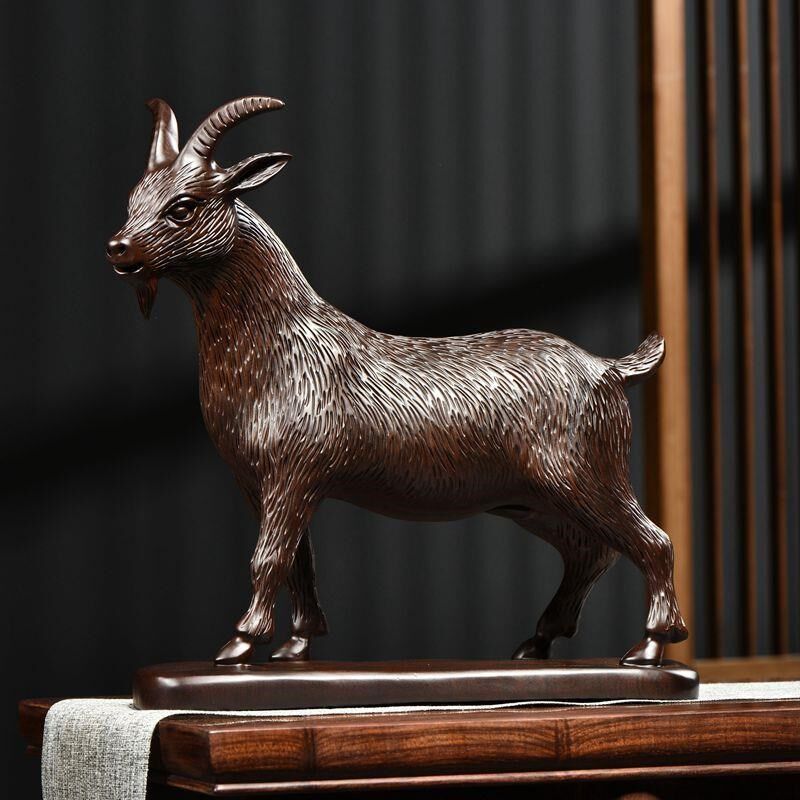 木雕摆件羊实木质雕刻动物生肖家居客厅装饰办公开业红木工艺礼品,特色手工艺,白族木雕,淘宝优惠券,粉丝福利购,淘宝优惠卷