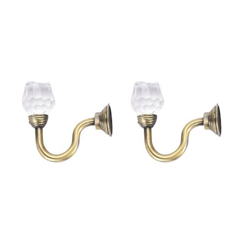 2pcs European Style Curtain Hooks Metal Crystal Glass Curtai