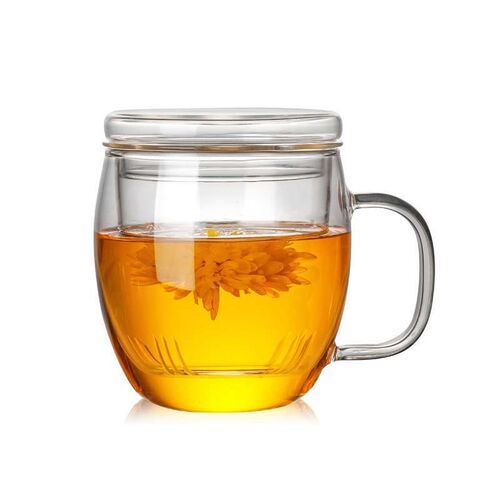 Glass three piece cup mug Heat resistant high borosilicate f