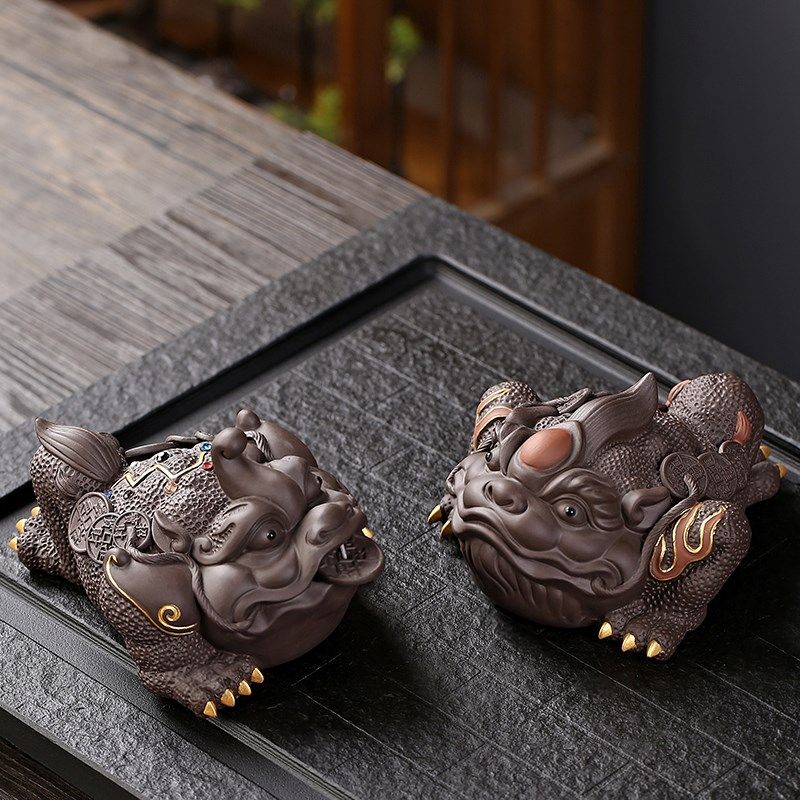 紫砂招财金蟾家居装饰摆件客厅办公室酒柜茶室茶桌面摆设茶宠茶玩,家居饰品,装饰摆件,淘宝优惠券,粉丝福利购,淘宝优惠卷