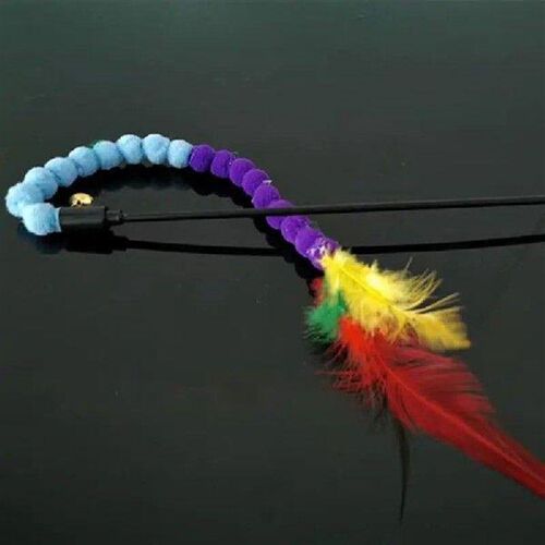 Legendog 1pc Cat Teaser Wand Plush Artificial Feather Bell