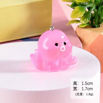 10pcs Cute 3D Luminous octopus Marine animal Charms Resin Pe