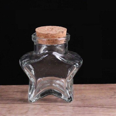 Star Shape Glass Wishing Jars Decorative Glass Bottles with