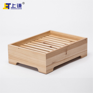 上谦杉木托架内置格栅盘糕点西饼蛋糕面包房烘焙展柜陈列软装陈设