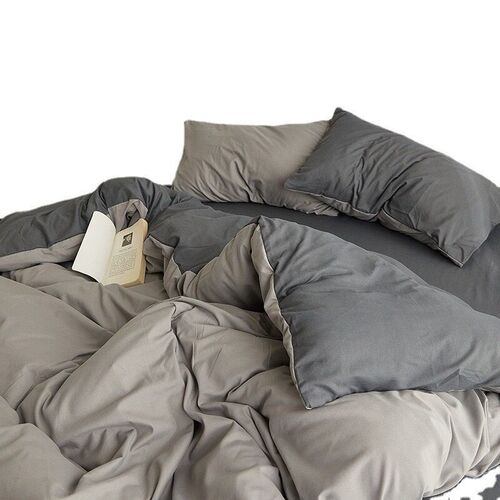 Ins Style Solid lor Four-piece Set Washed tton Quilt ver Bed