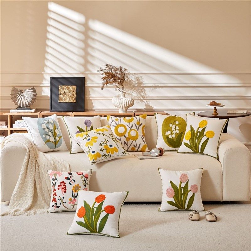 法式重工绣花抱枕靠垫沙发腰靠垫卧室床头靠枕靠背不含芯,居家布艺,抱枕被,淘宝优惠券,粉丝福利购,淘宝优惠卷