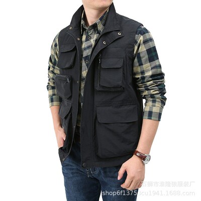 Mens Casual Multi-functional Vest Waterproof Quick-drying O