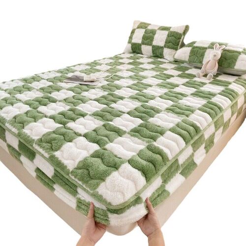 Checkerboard Soybean Bed ver Thickened Warm Sky ral Fleece t