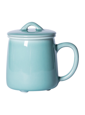 龙泉青瓷陶瓷茶杯中式办公杯带盖过滤同心杯耐高温大号家用茶水杯