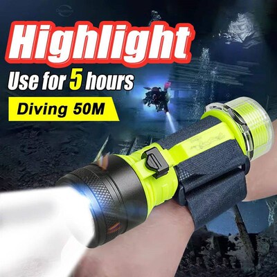 XHP50 LED Diving Flashlight Super Bright Underwater Torch Ty