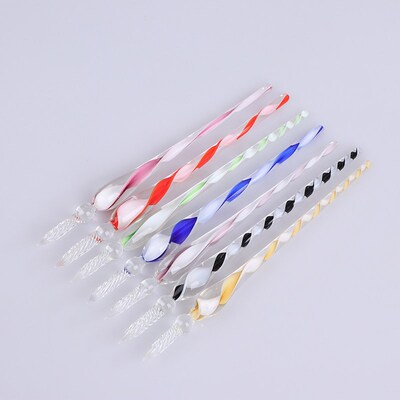1pc Handmade Glass Lampwork Pen With 3D Flower Inside Crysta