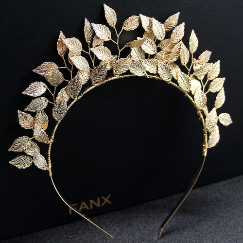 Hand woven Hairband Leaf Pearl Headbands For Women Bride Cro