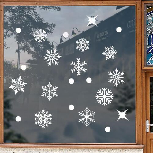 Christmas decorations with white glass window decals贴纸