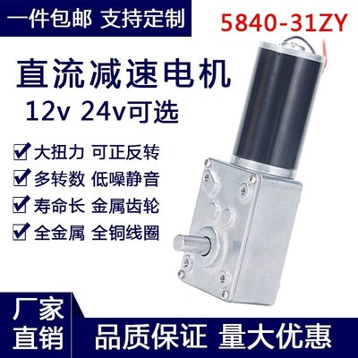5840-31ZY直流减速电机涡轮蜗杆 12V24V大扭力低速微型小马达