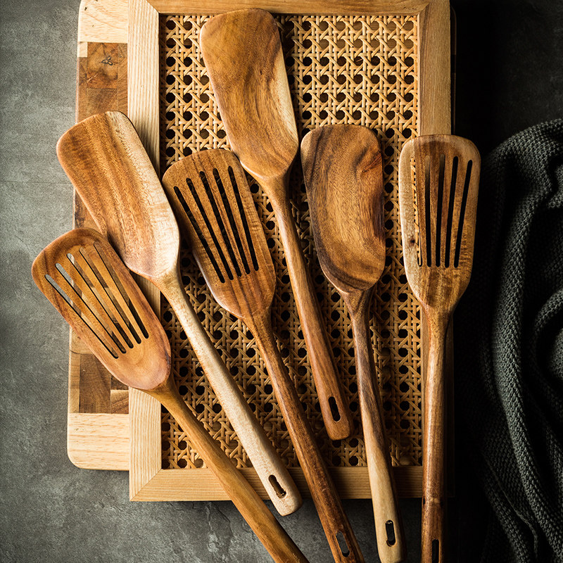 新款木铲子不粘锅专用木头锅铲木质炒菜铲家用长柄实木木把手平铲