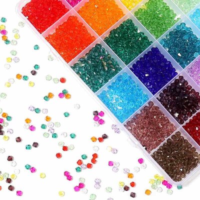 1 Box Faceted Glass Crystal Beads Set Briolette Rondelle Bea