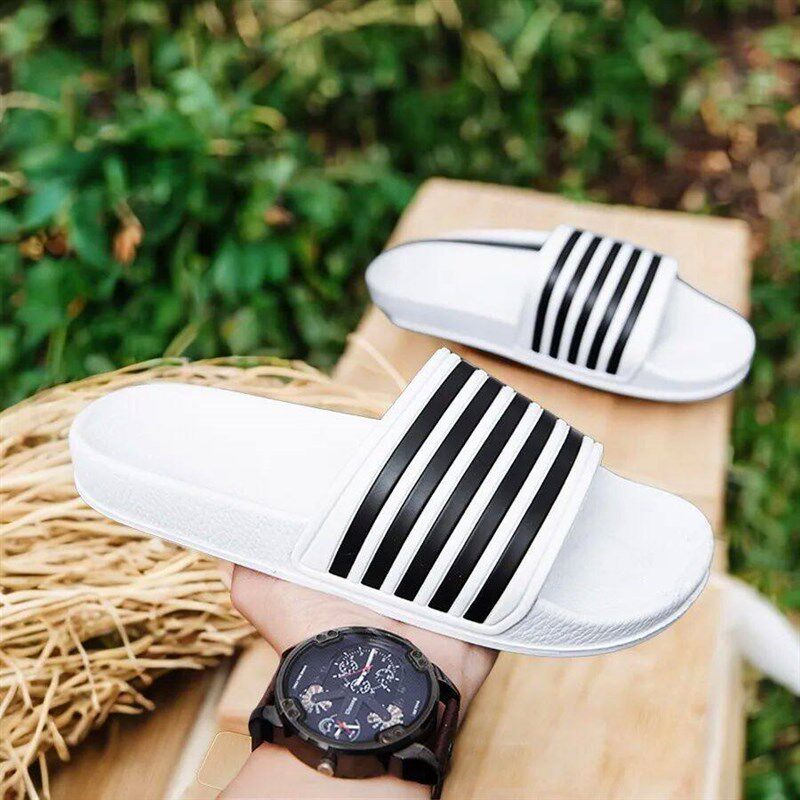 mens slippers Black and white striped slippers Soft EVA