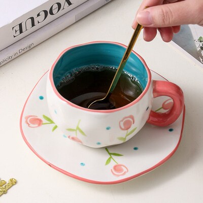 Hand-painted Ceramic Retro Style ffee Cup And Saucer Set Jap
