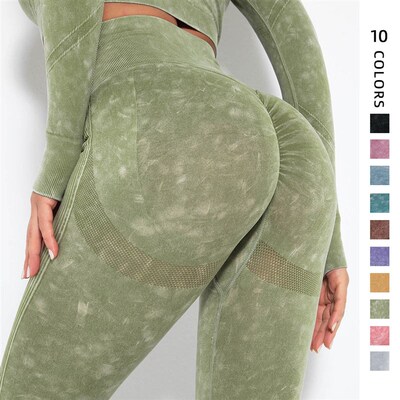 Washed Soft Imitate Jeans Butt Leggings Women Seamless Yoga