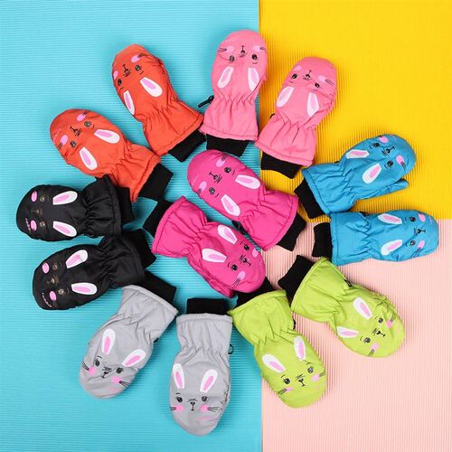 Baby Kids Gloves Winter Warm Thick Windproof Cartoon Rabbit