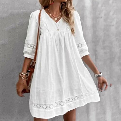 Boho Sundress For Women Casual Summer Lace Dress V Neck