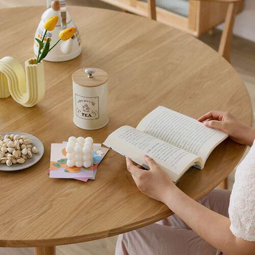 Nordic Solid Wood Round Table Household Small Apartment Whit