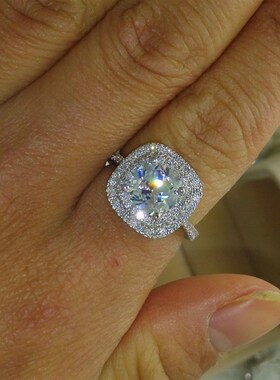 2023 fashion ring new style Cushion cut 4ct 5A Zircon stone