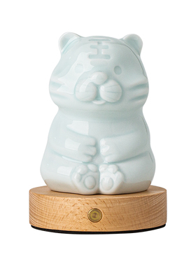 小夜灯陶瓷生肖虎床头卧室书桌装饰品宿舍电脑桌面创意治愈系摆件