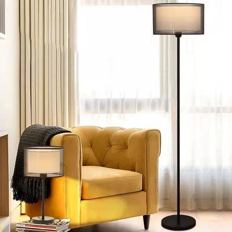 2025 European Black/White Fabric Stand Floor Lamp High, Livi - 实物图