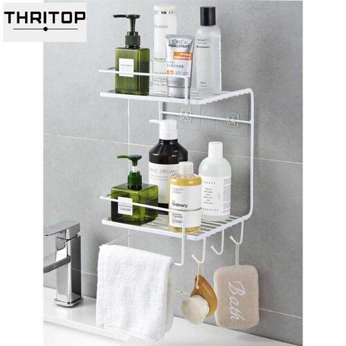 iron wall frame bathroom double deck rack shelf hanger new