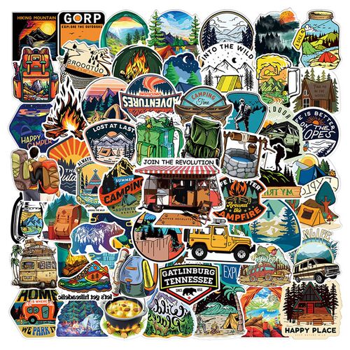 10/30/50/100pcs Outdoor Hiking Camping ers Cartoon Decal Ska